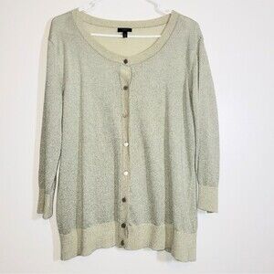 New Talbots Gold Metallic Shimmer Cardigan Sweater 1X